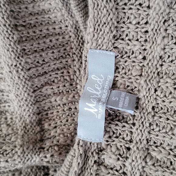 Marled Cotton Knit Pullover Hoodie Size Small Green - Picture 2 of 5